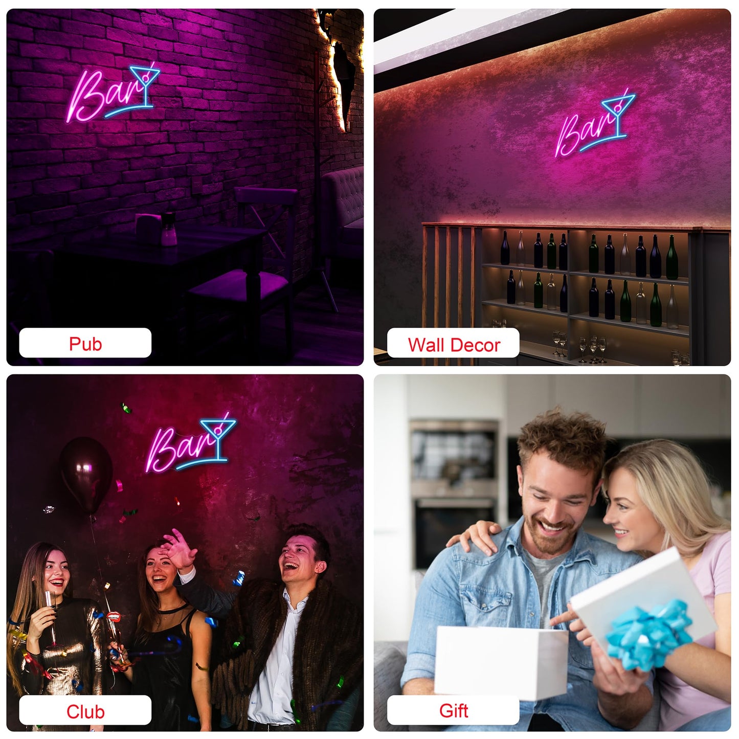 Kavaas Bar Neon Sign for Home Bar, LED Bar Sign for Man Cave Pub Cocktails Party - Best Gifts for Husband, Father, Birthday, Christmas