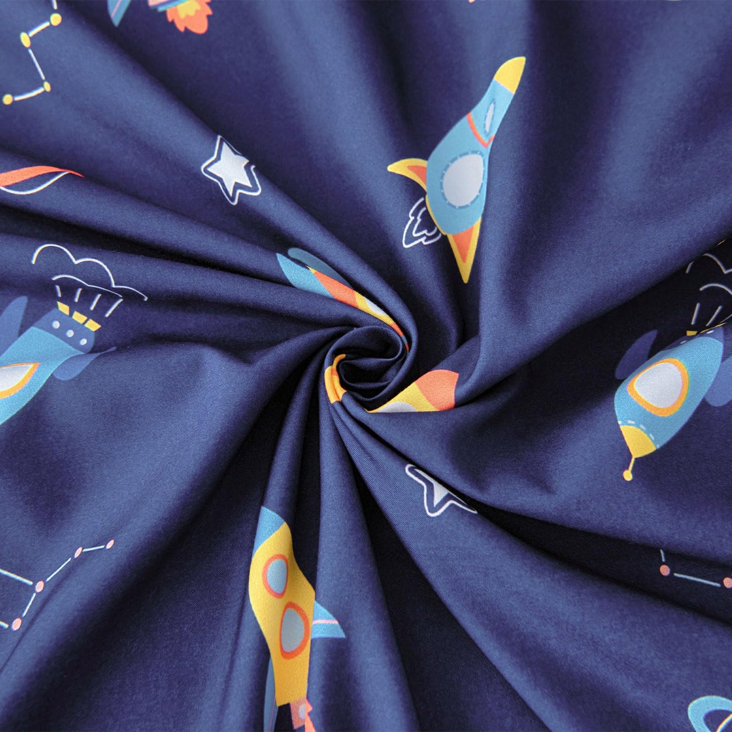 Swiftify Full Size Sheet Set for Kids Boys, 4-Piece Bed Sheet Set for Teens Boys Girls, Cartoon Printed Bedding Set, Microfiber Deep Pocket, Wrinkle & Fade Resistant, Space Rocket