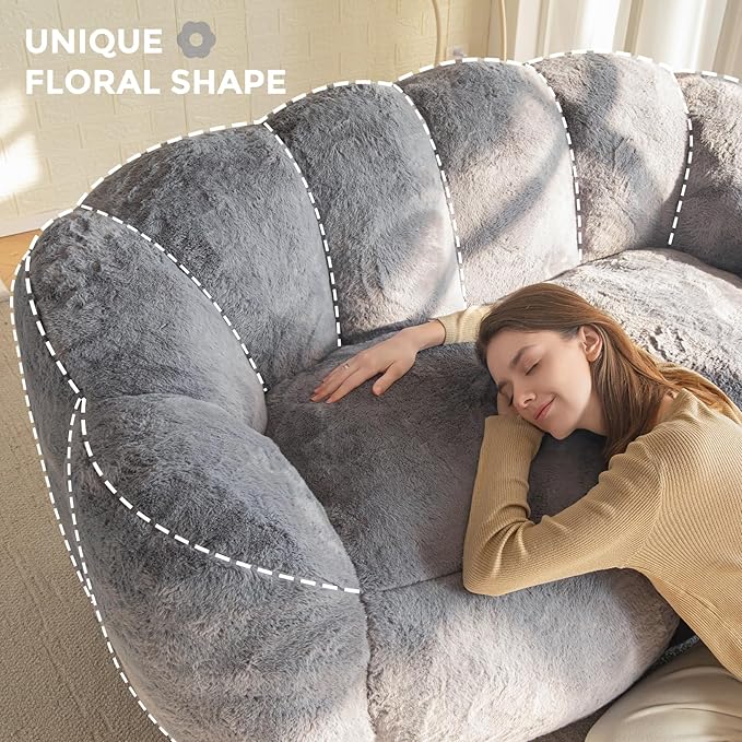 MAXYOYO Bean Bag Chair for Adults, Loveseat Floral Shaped Bean Bag Sofa