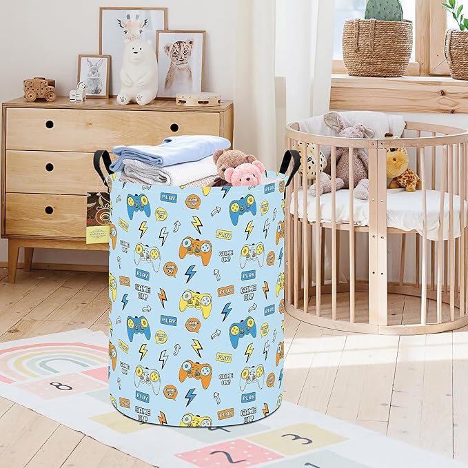 HUNRUNG Laundry Hamper, Large Canvas Fabric Lightweight Storage Basket Toy