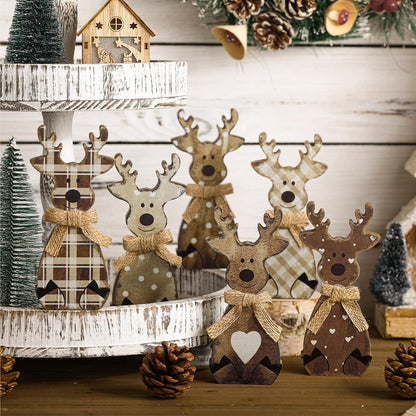 Yousoontic Neutral Wooden House Decor Rustic Farmhouse Spring Tiered Tray Decor Spring Mantel Decoration for Home Desk Shelf Table Centerpiece Decoration(6 Pcs,Reindeer)
