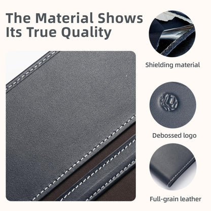Pacer Go Genuine Leather RFID Blocking Long Passport Holder Passport Cover (Dark Blue)