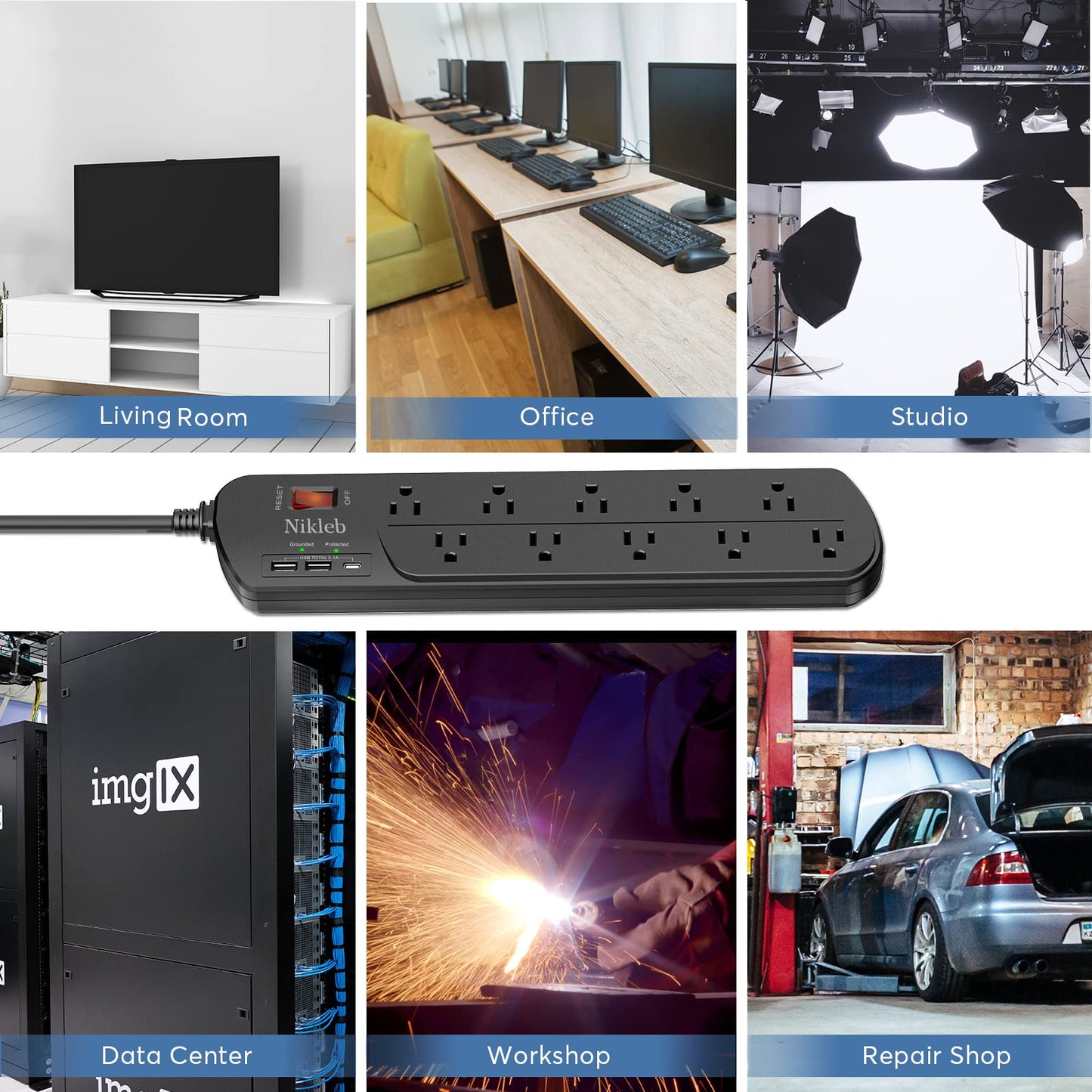 Power Strip 23 in 1, 20 Outlets Surge Protector Wall Mount with 2 USB+1 USB C Ports, Multi Plug Extension Cord 6ft Heavy Duty, Accessories for Gaming, Studio, Home, Office, Desk Organizers