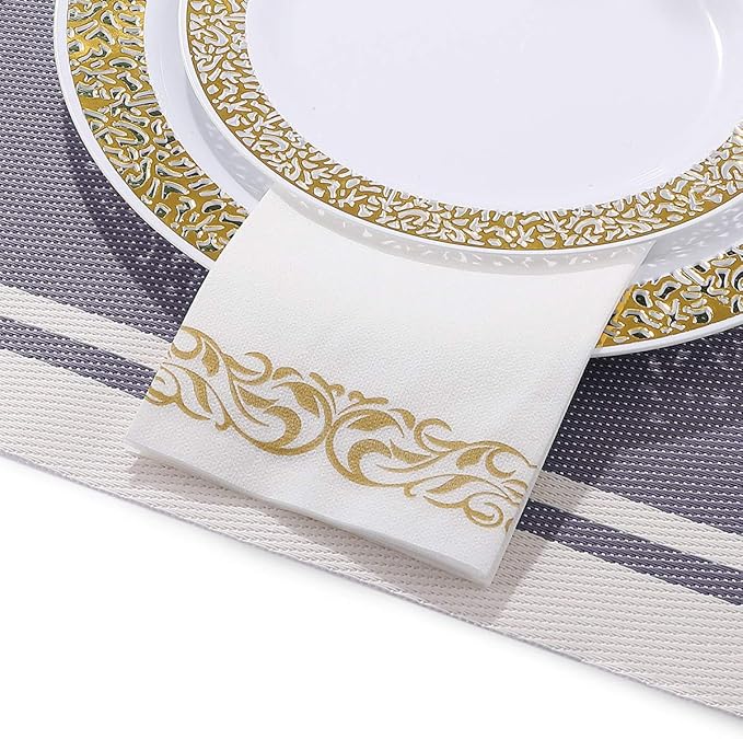 200 Disposable Hand Towels Soft and Absorbent Linen Feel Dinner Napkin Durable
