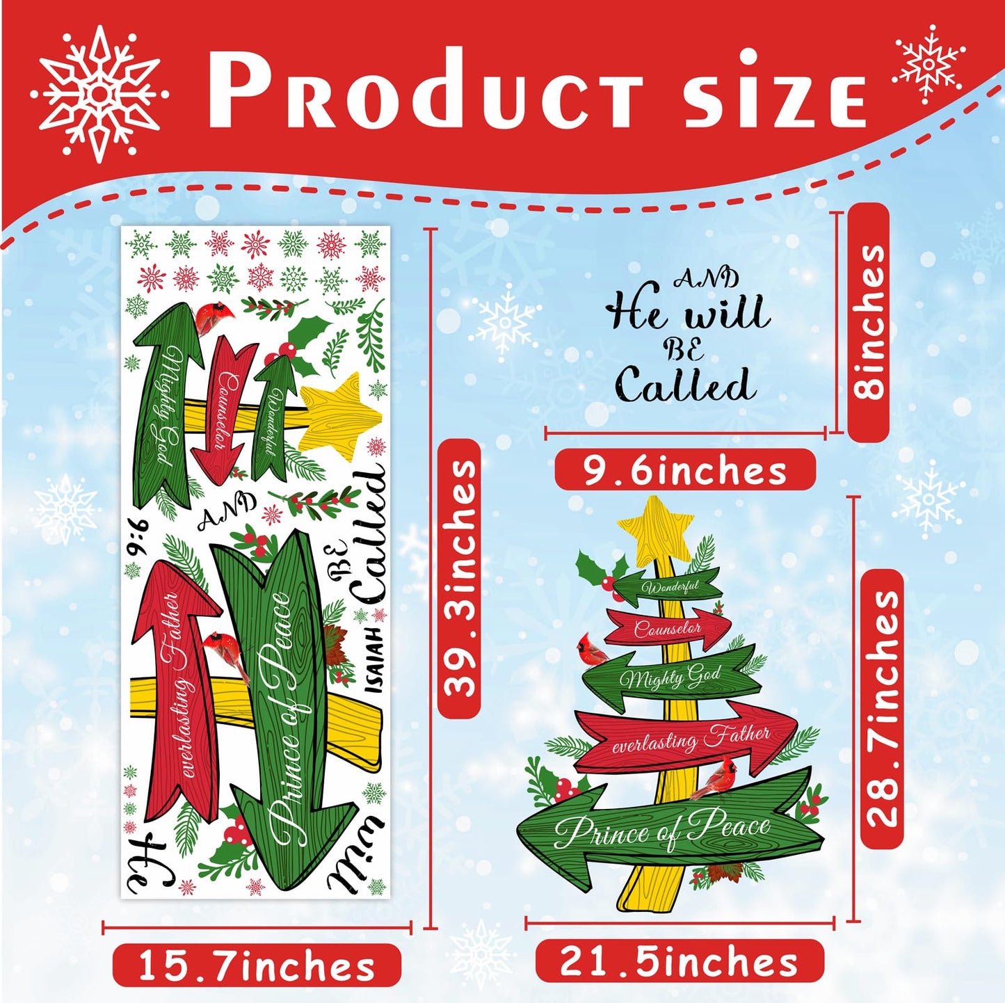 Christmas Wall Stickers Inspirational Xmas Quotes Wall Decals Peel and Stick Jesus Christmas Tree Stickers for Wall Decoration Snowflake Holiday Wall Art Decals for Living Room New Year Party Supplies