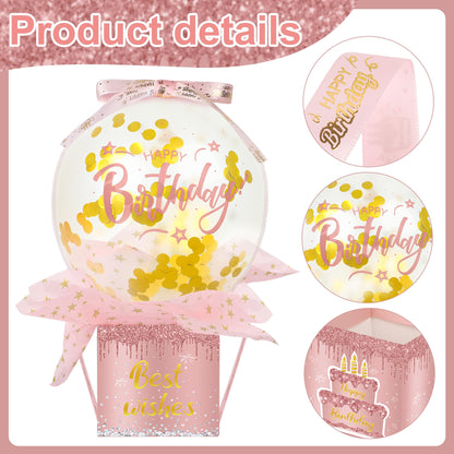 Pull Money Balloon Box Birthday Balloon Money Surprise Box Funny Pull Cash Surprise Kit for Birthday Party Cash Gift Supplies