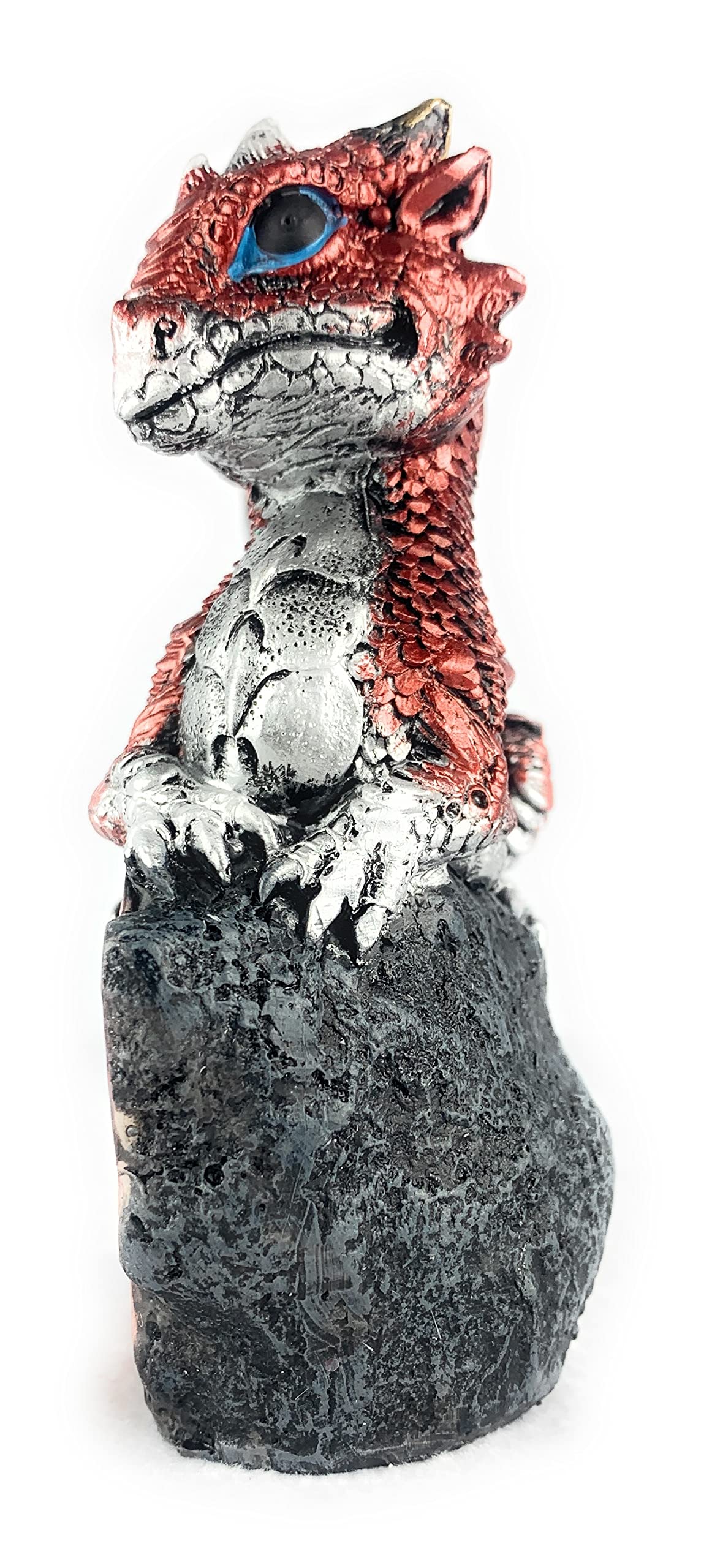 Ain’t It Nice Dragon Statue Medieval Baby Dragon with Crystal Egg Nest Decorative Figurine Geode Sparkling Crystal Cave Dragon Figurine Collectible Fantasy, Red 4(L) 2(W) 5(H) inches