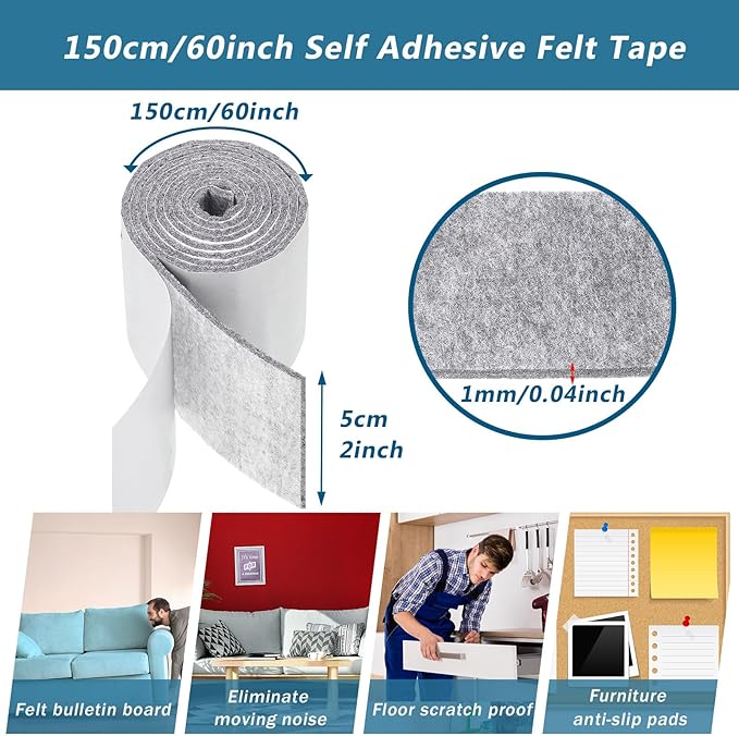 Shappy 2 Packs 120 x 2 x 0.04 Inch Felt Strips