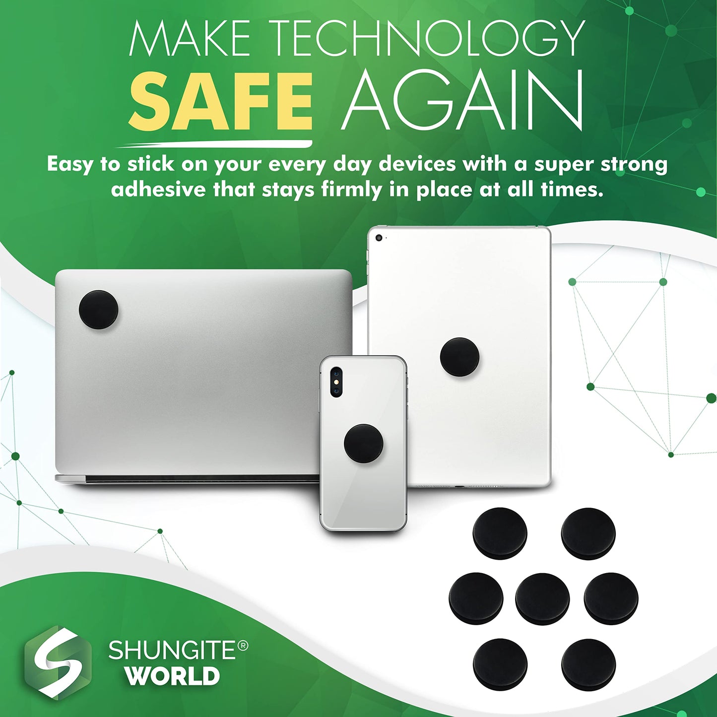 Shungite World 7 pcs Authentic Shungite Stickers Polished 40 mm / 1.57" Genuine Healing Energy Stone Protection Plate for Cell Phone Case Tablet Laptop Computer Noble Gemstone Protector Crystal