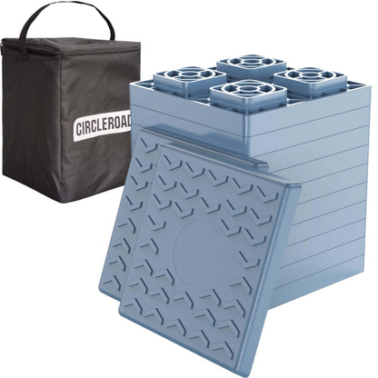 CircleRoad Heavy Duty RV Leveling Blocks 12 Pack, Interlocking Design Camper Leveling Blocks with Packing Bag, Ideal for Leveling Single and Dual Wheels (Gray)
