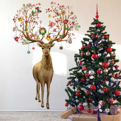 Christmas Wall Stickers Decoration Set Plaid Xmas Tree Wall Murals Floor Décor Living Room Children Nursery School Restaurant Cafe Hotel Home Office Décor Christmas 3