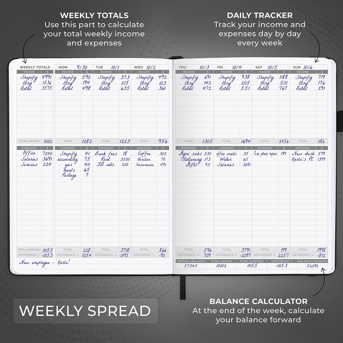 Clever Fox Income & Expense Tracker Large – Accounting & Bookkeeping Ledger Book for Small Business – 2-Year Record Notebook, A4 (Black)