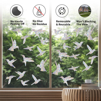Window Decals to Prevent Bird Strikes, 24 Pieces Window Clings Stickers for Birds Strike Prevention (Bird)