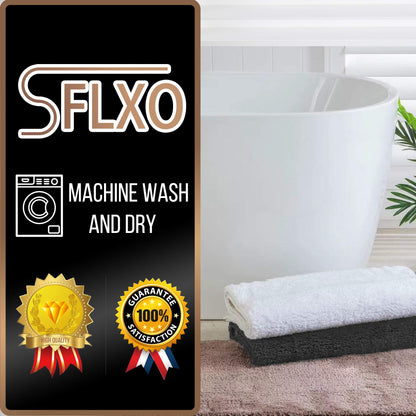 SFLXO 80cm x 50cm Non Slip Bath Mat Machine Washable Durable Soft Fluffy Microfiber Bathroom Mat Water Absorbent Bath Rug Deep Grey