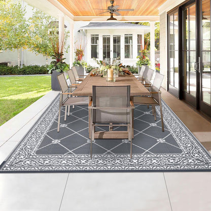 HiiARug Outdoor Rugs 8'x10' for Patios Waterproof RV Mats Camping Rug Outdoor Area Rug Lightweight Portable Outdoor Plastic Straw Rug for Patio, RV, Camping, Balcony, Beach