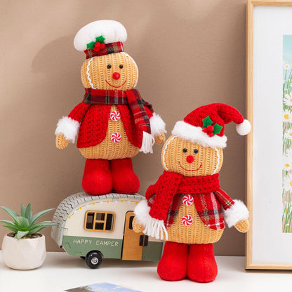 quescu 2PCS Gingerbread Christmas Decorations Indoor,Christma Gingerbread Man Plush,Christmas Stuffed Doll Gifts for Tiered Tray Party Decor Home