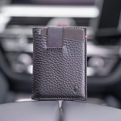 DONBOLSO Wallet 2 I Slim Wallet with Coin Pocket and RFID Protection I 8 Card Slots for up to 12 Cards I I Genuine Leather Credit Card Holder for Men and Women I Black Grained Nappa