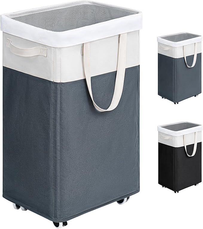 Goodpick Laundry Basket with Wheels, 75L Laundry Hamper