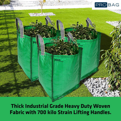 Garden Waste Bags - 120 Litre - 1 to 5 Sacks - PREMIUM GRADE - Industrial Fabric and Handles - Heavy Duty Garden/Green Waste Sacks (3 sacks)