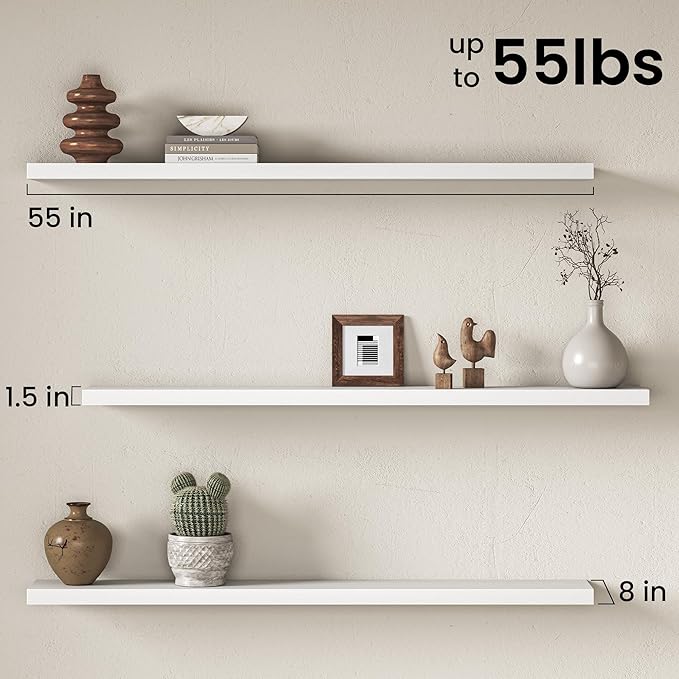 Fun Memories 55Inch Long Floating Shelves, 8 Inch Deep Shelves