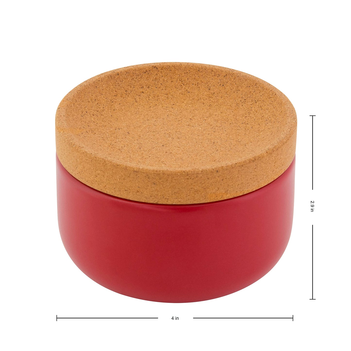 Kamenstein Ceramic and Cork Salt Pig with Easy Lift Lid for Easy Access, Red