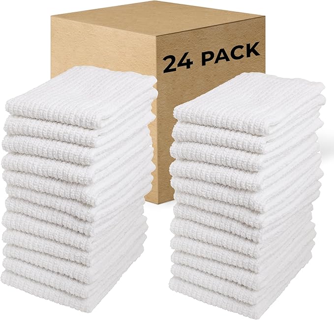 Living Fashions Bar Mop Cleaning Kitchen Dish Cloth Towels 12" x 12", 100%