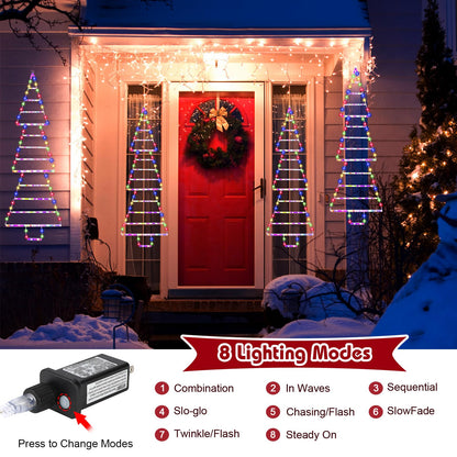 MUYUN LED Christmas Ladder Tree Lights, 4.3ft, 165 Multicolor LEDs, 8 Modes, Waterproof, Indoor/Outdoor