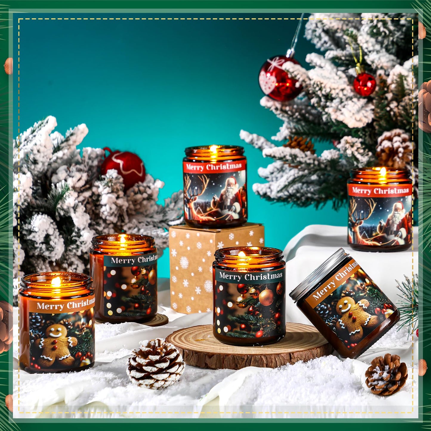 Fullhawl Christmas Gifts Scented Candles Bulk 7 oz Soy Wax Home Floral Holiday Christmas Jar Candles Set Bundle with Gift Boxes Long-Lasting Scents for Women and Mom