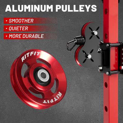 RitFit Aluminum Pulley Wheel for Gym Equipment, 2PCS/ 6PCS Set Power Rack Pulley Attachment, 90mm Aluminum Alloy Bearing Gym Pulley Wheel for Home Gym (red 6 pcs)