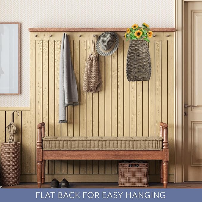 AuldHome Design Wall Hanging Pocket Basket; Woven Wicker Rustic Farmhouse Gray