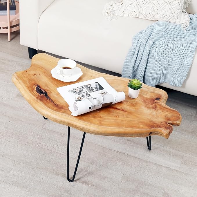 WELLAND Live Edge Cedar Wood Coffee Table