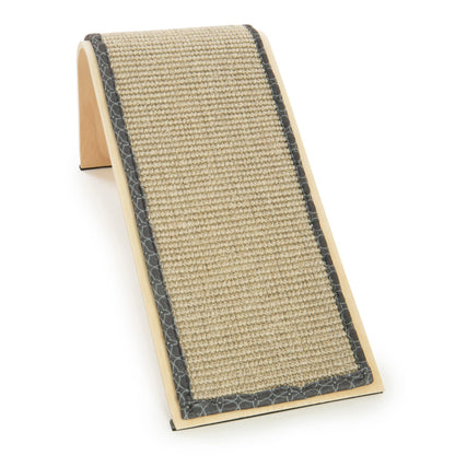 SmartyKat Sisal Angle Ramp Cat Scratcher for Indoor Cats & Kittens, Durable Sisal & Wood Scratching Pad, Includes Catnip, Gray/Taupe