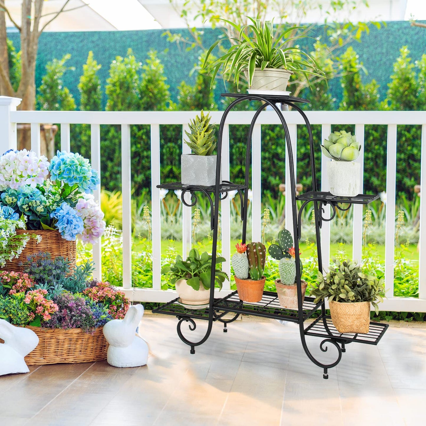 Giantex 6 Tiers Metal Plant Stand Flower Pots Holder, Plant Display Rack for Patio Garden Balcony Home, Indoor Outdoor Storage Shelf Decorative Planter Vertical Flowerpot Holder