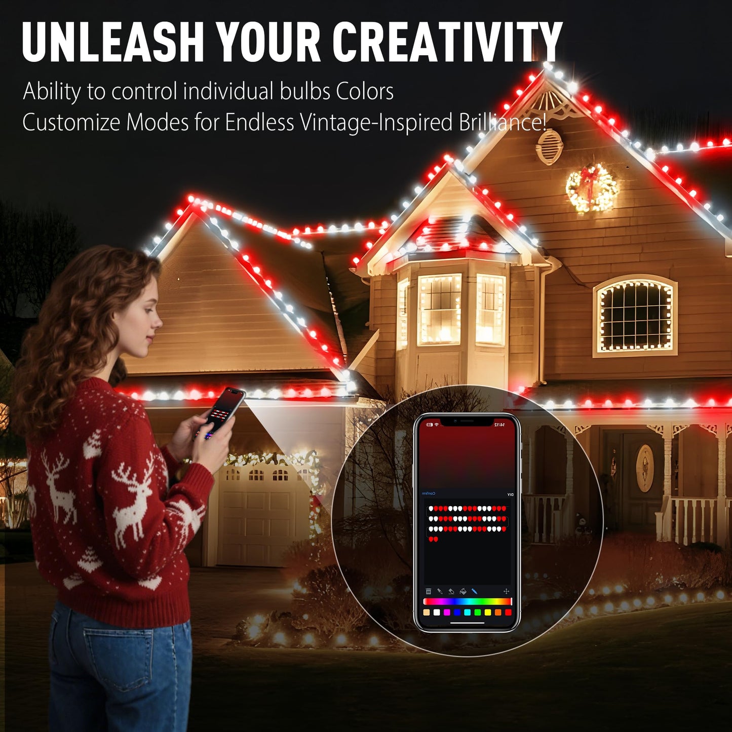 Aoyccor Smart C9 LED Christmas Lights Outdoor, 118 FT 150 LED