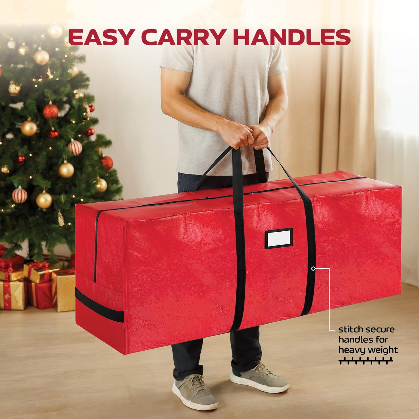Large Christmas Tree Storage Bag – 9 Ft Artificial Christmas Tree Bag - Durable Heavy-Duty Waterproof Material with Strong Reinforced Handles, Full-Length Zipper for Easy Access, Xmas Tree Storage Box