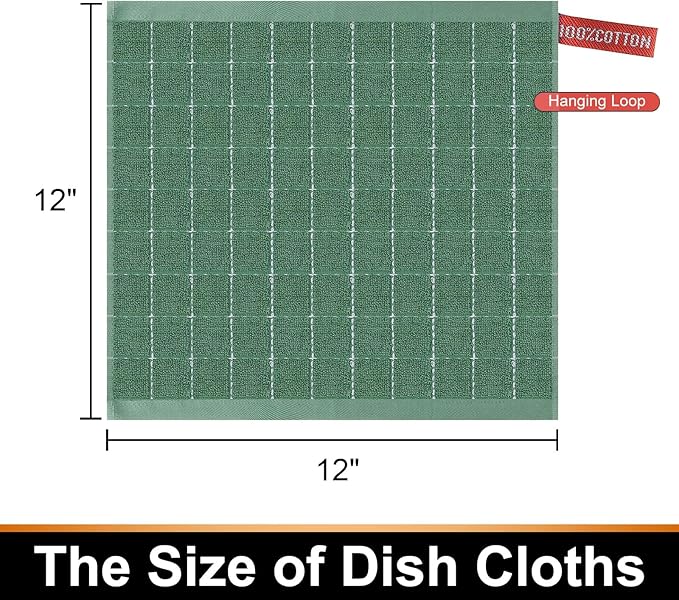 Mordimy 100% Cotton Terrycloth Kitchen Towels and Dishcloths Sets, Soft and
