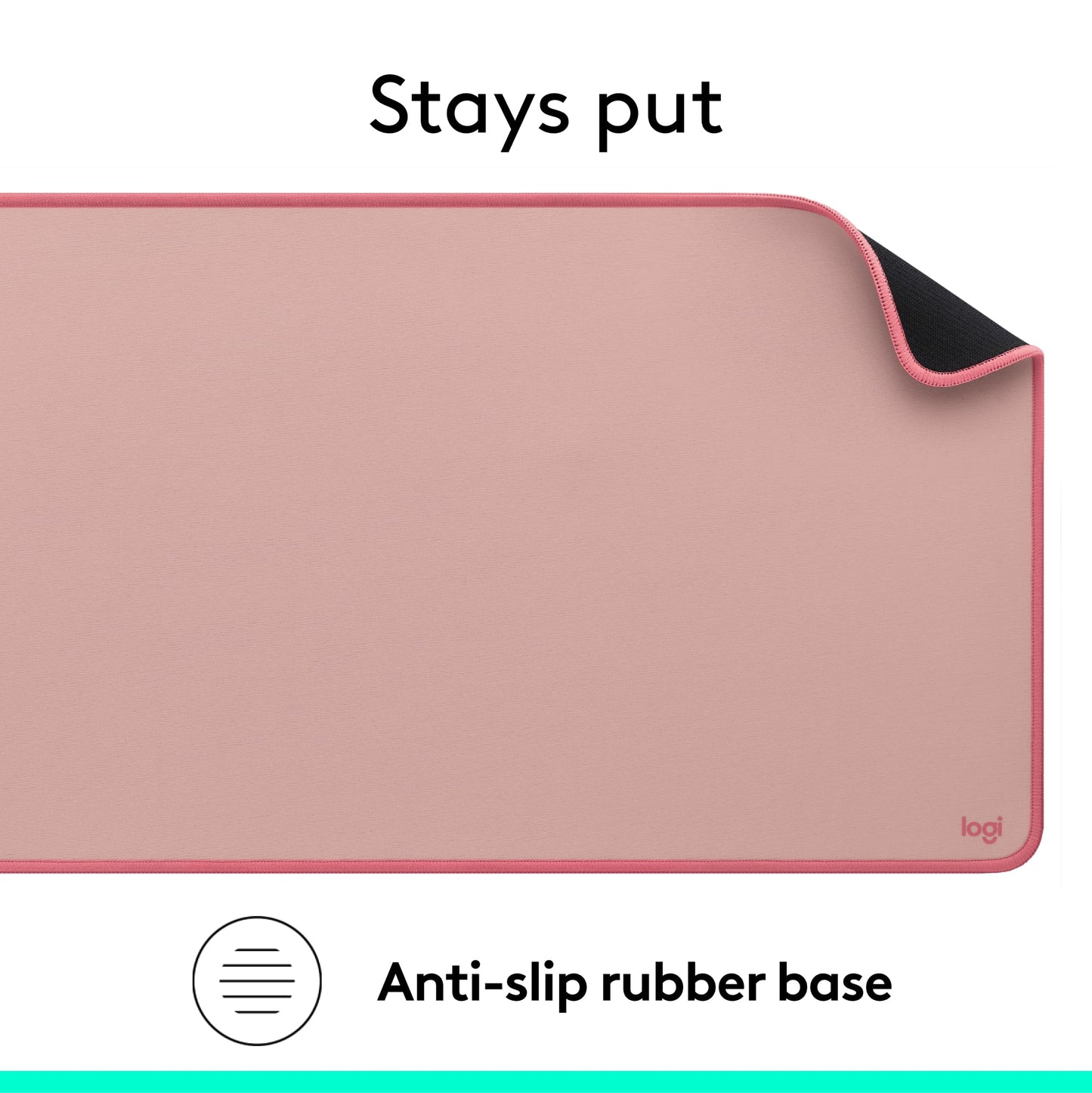 Logitech Desk Mat - Studio Series, Multifunctional Large Desk Pad, Extended Mouse Mat, Office Desk Protector with Anti-slip Base, Spill-resistant Durable Design - Pink