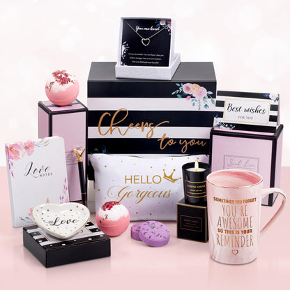 Jumway Birthday Gift Basket For Women 11 Unique Birthday Gifts For Her, Mom, Friends Female, Sister, Coworker, Wife, Girlfriend