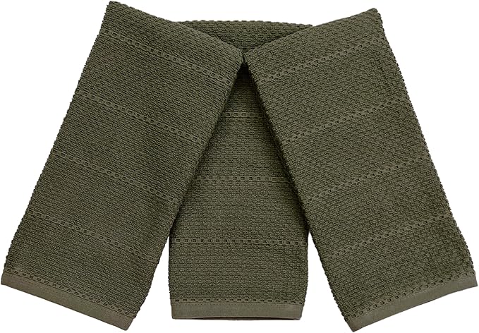Serafina Home Olive Green Kitchen Hand Dish Towels: Oversized 28" x 18"