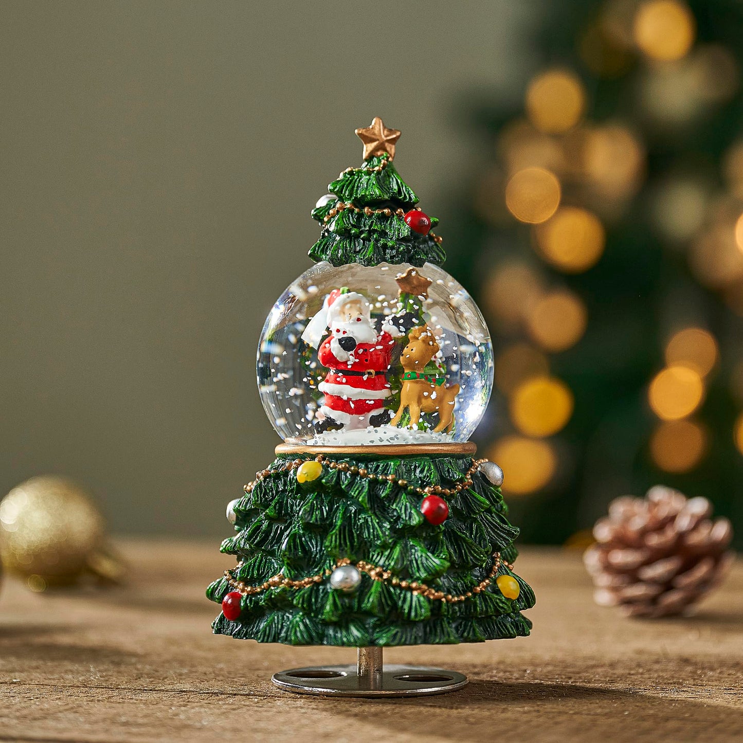 LOVE FOR YOU Gift Wrapped Christmas Tree Snow Globe Music Box Santa Claus Reindeer Festival Xmas Indoor Home Decoration Ornament Holiday Party Gifts