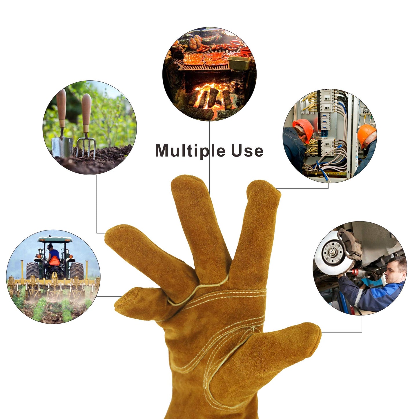 Kim Yuan Waterproof Leather Work Gloves, with Wrist, Wear-Resisting Puncture-Proof For Yard Work, Gardening, Farm, Warehouse, Construction, Men & Women (Large Winter) 1 Pair