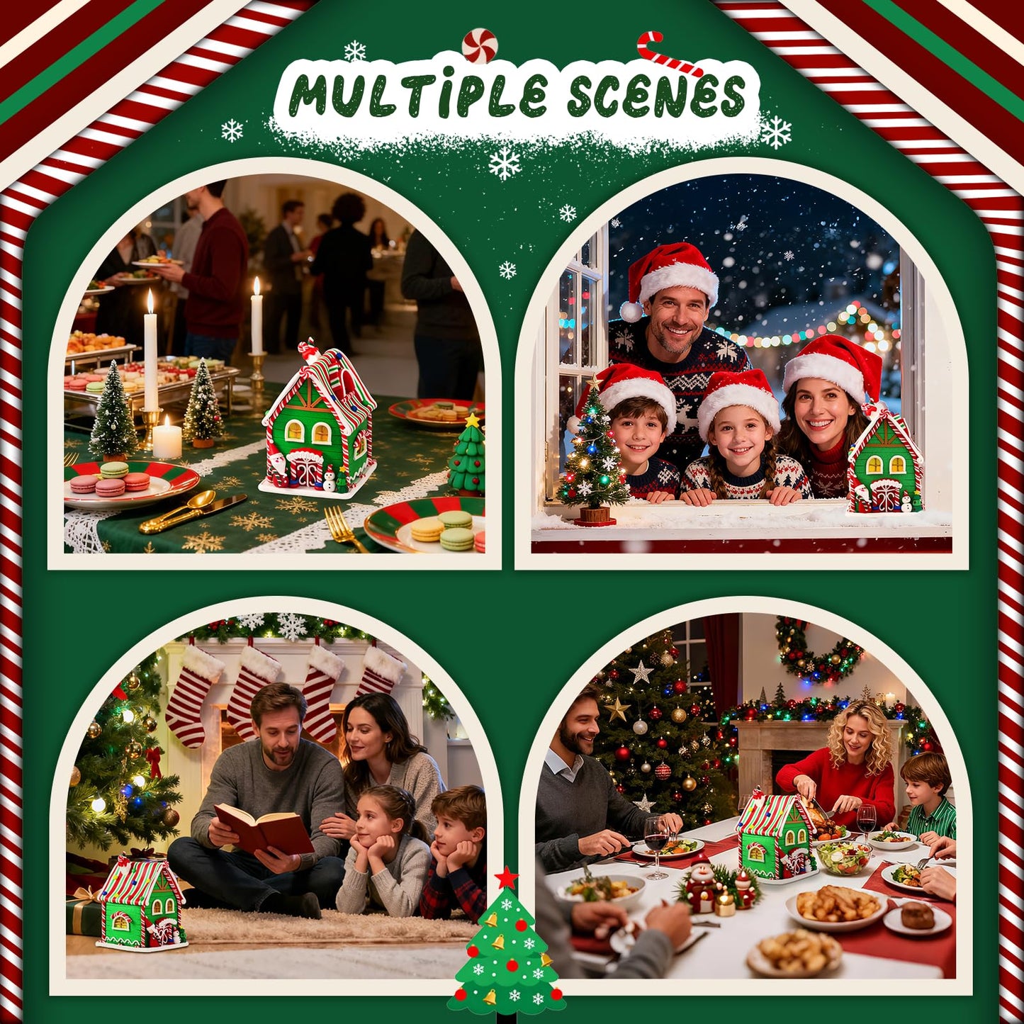 BeeChip Gingerbread House Ornament & Night Light, 6.3", Green