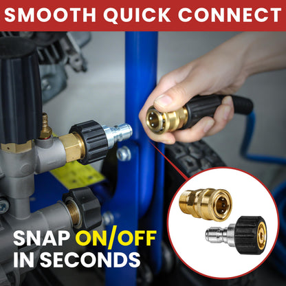 WOJET Pressure Washer Hose Fittings, M22-14mm to 3/8” Pressure Washer Quick Connect Kit, Quick Release Male Female Adapter Set for Power Washer, Hose & Gun