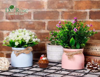 Der Rose 4 Pack Fake Flowers Small Artificial Faux Plants Indoor Summer Spring Decor for Centerpiece Table Decorations Home Office Desk Wedding Apartment Decor