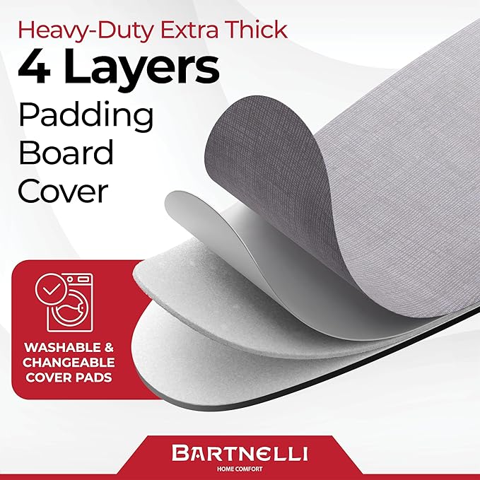 Bartnelli Extreme Stability Ironing Board 43x13 Upgraded Heavy-Duty Metal Frame