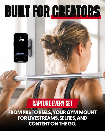 Magnetic Gym Phone Mount for MagSafe Accessories – Dual Magnet Stand for iPhone 17 and Android compatible with MagSafe Phone Stand with Alloy Base – Gym Essentials for Workouts Recording, Home, Garage