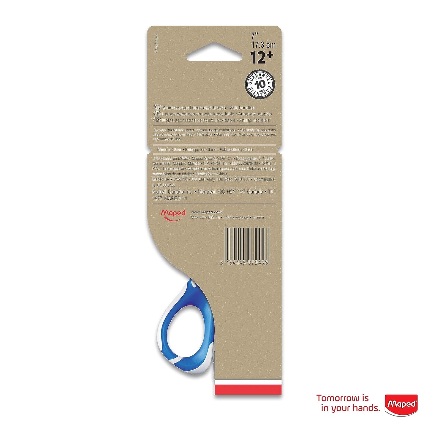 Maped - Zenoa Fit Soft Grip Student 7 Inch Scissors - Comfortable - Fashionable
