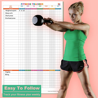 Large Dry Erase Fitness Calendar For Wall,24x36 Inch Erasable Fitness Log Weekly Exercise Chart For Tracking Exercise Cardio,Home Gym Whiteboard Poster For Men & Women Workout Lovers