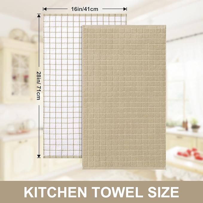 Homaxy Premium Cotton Kitchen Towels 16"x 28", Large Natural Ring Spun 390 GSM