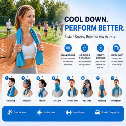 HiFisto 4 Pack Cooling Towels for Neck and Face, Sweat Ice Towels for Gym, Soccer Accessories for Game Day, Workout, Yoga, Golf, Camping, Hiking & Sports, Watch Party, Sports Fans,Hot Weather Relief